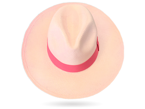 Pastel pink Panama Hat medium brim