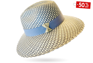 ascot woman hat grey - blue duck egg panama