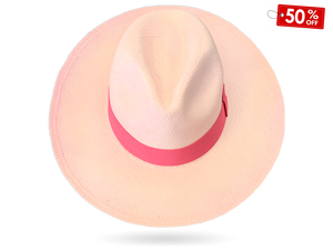 Pastel pink Panama Hat medium brim